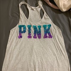 PINK VS sequin tank💕💙